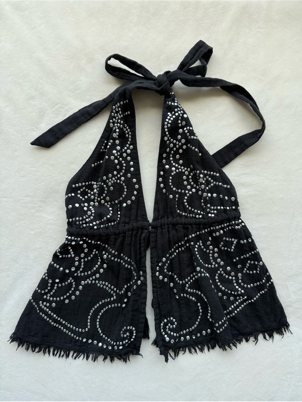 Silence + Noise Maria Embellished Flyaway Halter Top in Black Women’s Small